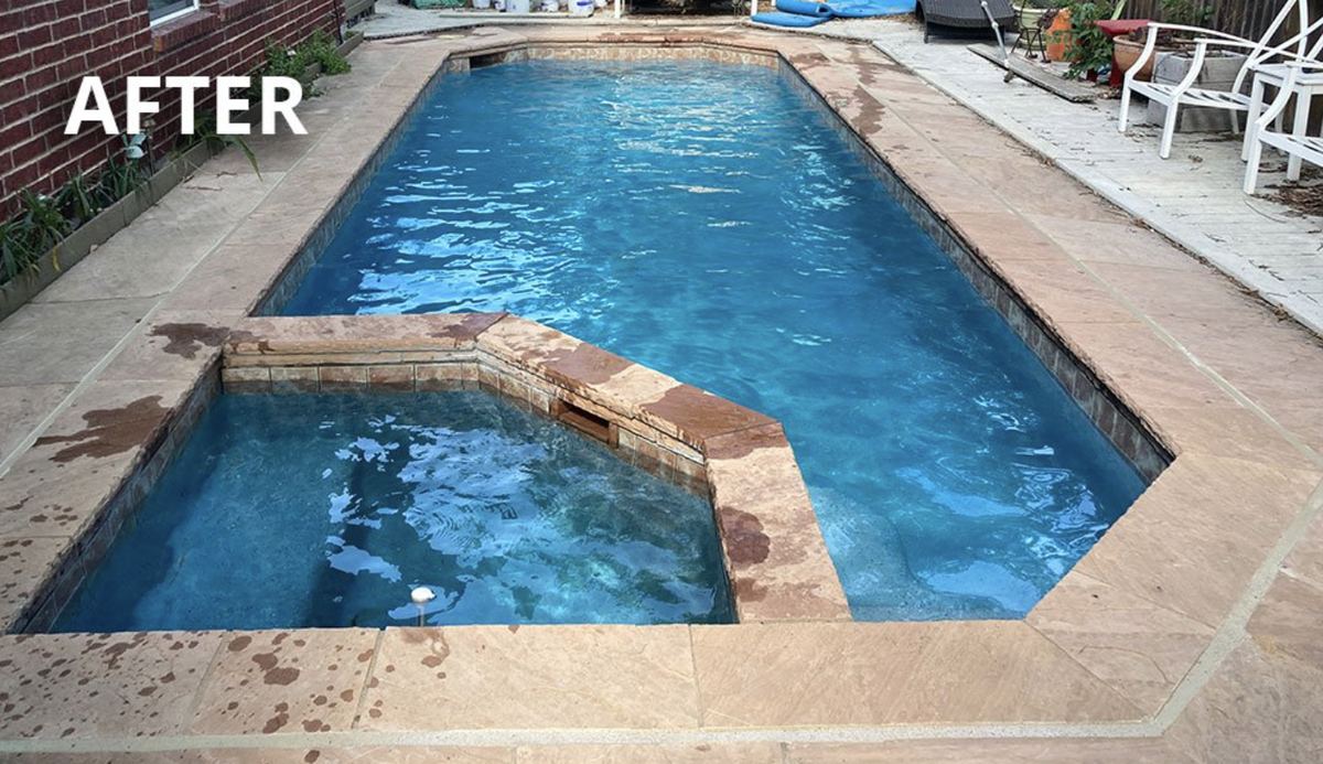 Bright clean pool and spa after an acid wash by Orange Tree Pool Service in Deer Valley