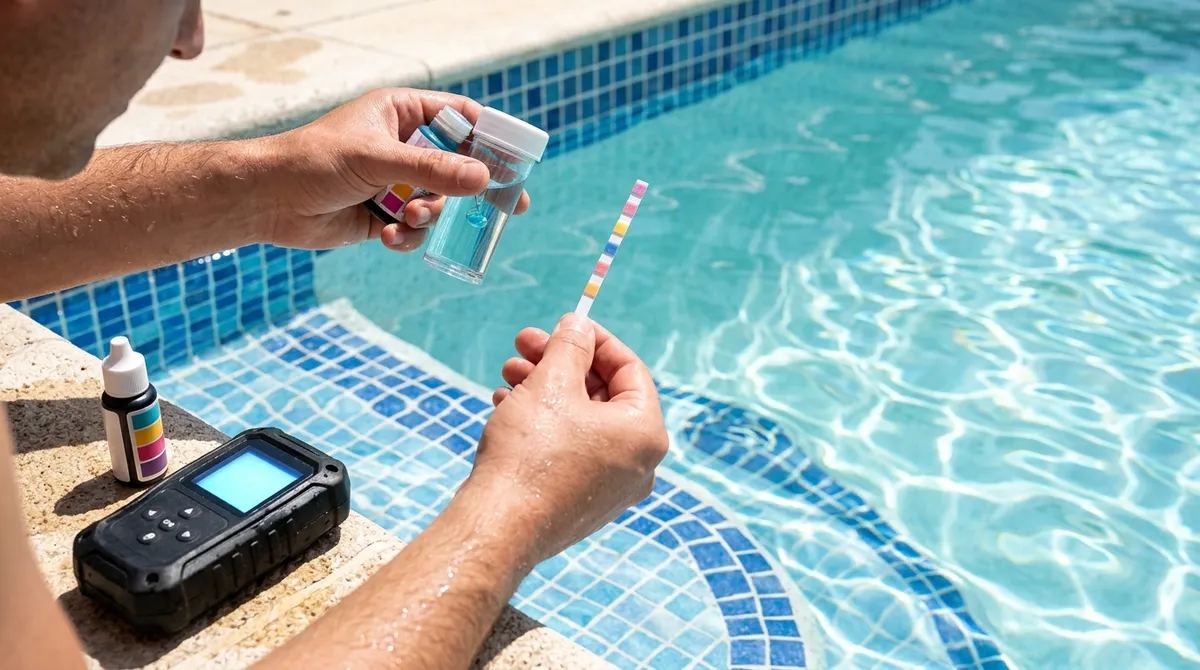 Testing pool water for cyanuric acid and chlorine levels in Glendale